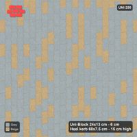 Interlock (Pasco) 24x13 cm · UNI-250 · Soft tonal blend, quarter-turn lay, kerb frame (Warm Grey)