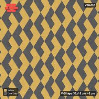 Interlock (Pasco) 32x15 cm · VSH-097 · Turned V zigzag rows, two-tone by paver orientation, kerbed
