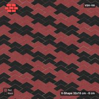 Interlock (Pasco) 32x15 cm · VSH-100 · V chevron columns, stair-step diagonal stripes, kerbed