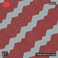 Interlock (Pasco) 32x15 cm · VSH-127 · Diagonal V chevron columns, double stripe every 6 courses