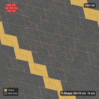 Interlock (Pasco) 32x15 cm · VSH-128 · Reverse diagonal V zigzag rows, thin chevron stripe every 8 courses, kerbed