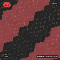 Interlock (Pasco) 32x15 cm · VSH-131 · Diagonal V chevron columns, wide 5-course chevron bands, kerbed