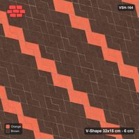 Interlock (Pasco) 32x15 cm · VSH-164 · Reverse diagonal V zigzag rows, chevron stripe every 5 courses