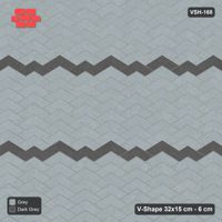 Interlock (Pasco) 32x15 cm · VSH-168 · V chevron columns, thin chevron stripe every 8 courses, kerbed