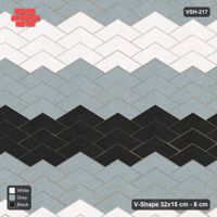 Interlock (Pasco) 32x15 cm · VSH-217 · V chevron columns, wide graded tone bands, kerbed