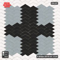 Interlock (Pasco) 32x15 cm · VSH-227 · V chevron columns, centre cross and edge course, kerbed