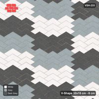 Interlock (Pasco) 32x15 cm · VSH-233 · V chevron columns, 3-tone block patchwork
