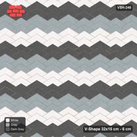 Interlock (Pasco) 32x15 cm · VSH-240 · V chevron columns, 3-tone 2-course bands, kerbed