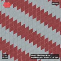 Interlock (Pasco) 24x15 cm · VEN-054 · Diagonal colour steps, 3 wide, turned 60 deg, kerb frame
