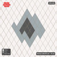 Interlock (Pasco) 24x15 cm · VEN-202 · Centre-out tonal diamond field, turned 90 deg, kerb frame