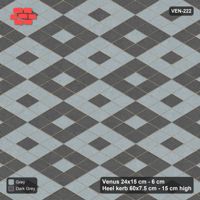 Interlock (Pasco) 24x15 cm · VEN-222 · Chequer blocks with centre accent, 3x3, kerb frame