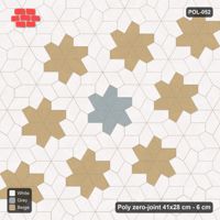 Interlock (Pasco) 41x28 cm · POL-052 · Random Lay Star Rosettes, Coastal, 6-petal rosettes on root-3 grid (129 cm)