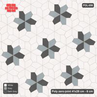 Interlock (Pasco) 41x28 cm · POL-056 · Random Lay Star Rosettes, Monochrome, 6-petal rosettes on every 2nd star (149 cm)