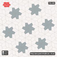 Interlock (Pasco) 41x28 cm · POL-058 · Random Lay Star Rosettes, Salt & Pepper, 6-petal rosettes on every 2nd star (149 cm)