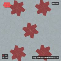Interlock (Pasco) 41x28 cm · POL-059 · Random Lay Star Rosettes, Brick & Ash, 6-petal rosettes on every 2nd star (149 cm)