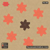 Interlock (Pasco) 41x28 cm · POL-060 · Random Lay Star Rosettes, Autumn, 6-petal rosettes on every 2nd star (149 cm)