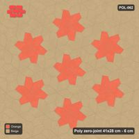 Interlock (Pasco) 41x28 cm · POL-062 · Random Lay Star Rosettes, Clay Court, 6-petal rosettes on root-3 grid (129 cm), kerb frame