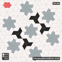 Interlock (Pasco) 41x28 cm · POL-065 · Random Lay Star Rosettes, Tuxedo, 6-petal rosettes on every 2nd star (149 cm) with Y accents
