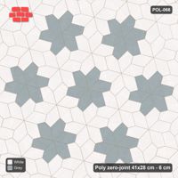Interlock (Pasco) 41x28 cm · POL-066 · Random Lay Star Rosettes, Salt & Pepper, 6-petal rosettes on root-3 grid (129 cm), kerb frame