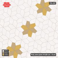 Interlock (Pasco) 41x28 cm · POL-067 · Random Lay Star Rosettes, Golden Sand, 6-petal rosettes on every 2nd star (149 cm)
