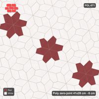 Interlock (Pasco) 41x28 cm · POL-071 · Random Lay Star Rosettes, Burgundy & Ivory, 6-petal rosettes on every 2nd star (149 cm)