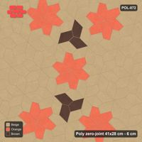 Interlock (Pasco) 41x28 cm · POL-072 · Random Lay Star Rosettes, Autumn, 6-petal rosettes on every 2nd star (149 cm) with Y accents, kerb frame