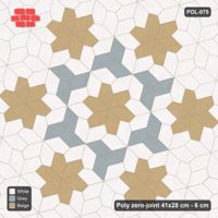 Interlock (Pasco) 41x28 cm · POL-075 · Random Lay Star Rosettes, Coastal, 6-petal rosettes on every 2nd star (149 cm) with Y accents
