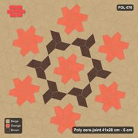 Interlock (Pasco) 41x28 cm · POL-076 · Random Lay Star Rosettes, Autumn, 6-petal rosettes on every 2nd star (149 cm) with Y accents