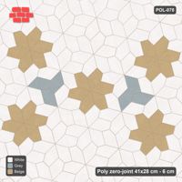 Interlock (Pasco) 41x28 cm · POL-078 · Random Lay Star Rosettes, Coastal, 6-petal rosettes on every 2nd star (149 cm) with Y accents, kerb frame