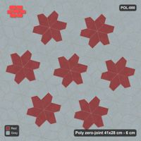 Interlock (Pasco) 41x28 cm · POL-080 · Random Lay Star Rosettes, Brick & Ash, 6-petal rosettes on root-3 grid (129 cm)