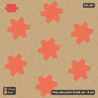 Interlock (Pasco) 41x28 cm · POL-081 · Random Lay Star Rosettes, Clay Court, 6-petal rosettes on every 2nd star (149 cm), kerb frame