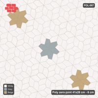 Interlock (Pasco) 41x28 cm · POL-087 · Random Lay Star Rosettes, Coastal, 6-petal rosettes on root-7 grid (198 cm)
