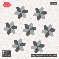 Interlock (Pasco) 41x28 cm · POL-089 · Random Lay Star Rosettes, Monochrome, 6-petal rosettes on root-3 grid (129 cm), kerb frame