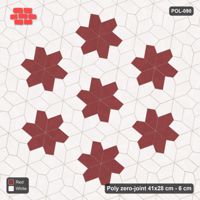 Interlock (Pasco) 41x28 cm · POL-090 · Random Lay Star Rosettes, Burgundy & Ivory, 6-petal rosettes on root-3 grid (129 cm)