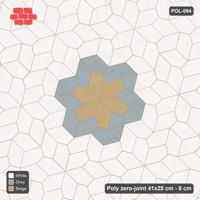 Interlock (Pasco) 41x28 cm · POL-094 · Random Lay Star Medallion, Coastal, centre star wrapped by 6 pairs