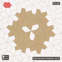 Interlock (Pasco) 41x28 cm · POL-097 · Random Lay Star Medallion, Ivory & Sand, flower of 7 stars
