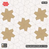 Interlock (Pasco) 41x28 cm · POL-098 · Random Lay Star Medallion, Ivory & Sand, concentric star rings, kerb frame