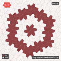 Interlock (Pasco) 41x28 cm · POL-100 · Random Lay Star Medallion, Burgundy & Ivory, centre star + ring of stars