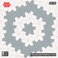 Interlock (Pasco) 41x28 cm · POL-102 · Random Lay Star Medallion, Salt & Pepper, concentric star rings