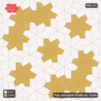 Interlock (Pasco) 41x28 cm · POL-111 · Random Lay Star Medallion, Ivory & Ochre, centre star + ring of stars, kerb frame