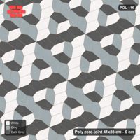 Interlock (Pasco) 41x28 cm · POL-116 · Random Lay Tumbling Three-Tone, Monochrome, each orientation its own tone (tumbling blocks), kerb frame