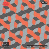 Interlock (Pasco) 41x28 cm · POL-121 · Random Lay Tumbling Three-Tone, Sunset Slate, each orientation its own tone (tumbling blocks)