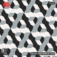 Interlock (Pasco) 41x28 cm · POL-127 · Random Lay Tumbling Three-Tone, Tuxedo, each orientation its own tone (tumbling blocks), kerb frame