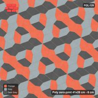 Interlock (Pasco) 41x28 cm · POL-129 · Random Lay Tumbling Three-Tone, Sunset Slate, each orientation its own tone (tumbling blocks)