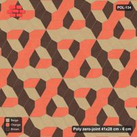 Interlock (Pasco) 41x28 cm · POL-134 · Random Lay Tumbling Three-Tone, Autumn, each orientation its own tone (tumbling blocks), kerb frame