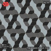 Interlock (Pasco) 41x28 cm · POL-135 · Random Lay Tumbling Three-Tone, Graphite Scale, each orientation its own tone (tumbling blocks), kerb frame