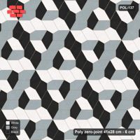 Interlock (Pasco) 41x28 cm · POL-137 · Random Lay Tumbling Three-Tone, Tuxedo, each orientation its own tone (tumbling blocks)