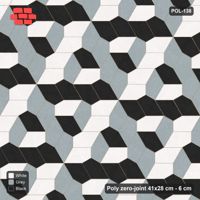 Interlock (Pasco) 41x28 cm · POL-138 · Random Lay Tumbling Three-Tone, Tuxedo, each orientation its own tone (tumbling blocks), kerb frame