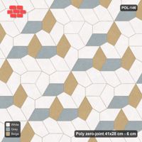 Interlock (Pasco) 41x28 cm · POL-146 · Random Lay Courtyard Cubes, Coastal, light base with two-tone cube faces, kerb frame