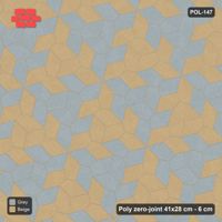 Interlock (Pasco) 41x28 cm · POL-147 · Random Lay Courtyard Cubes, Warm Grey, alternate orientations light / coloured, kerb frame